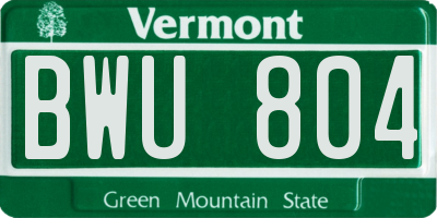 VT license plate BWU804