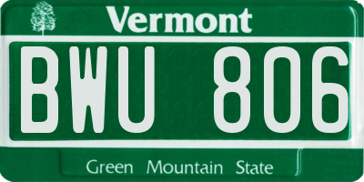 VT license plate BWU806