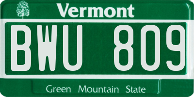 VT license plate BWU809