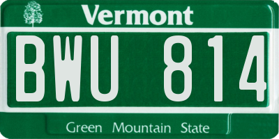 VT license plate BWU814