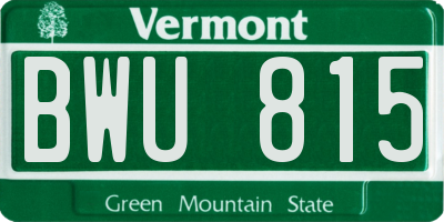 VT license plate BWU815