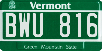 VT license plate BWU816