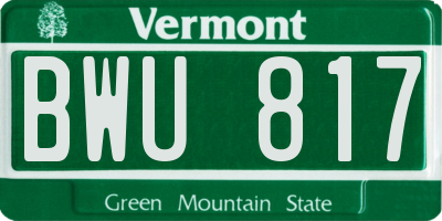 VT license plate BWU817