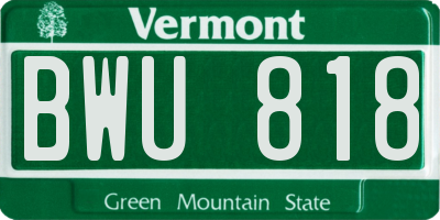 VT license plate BWU818