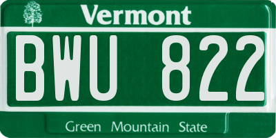 VT license plate BWU822