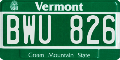 VT license plate BWU826