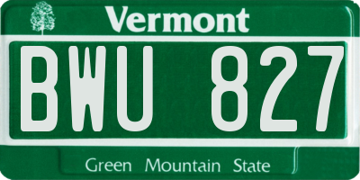 VT license plate BWU827