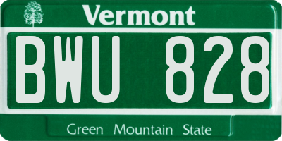 VT license plate BWU828