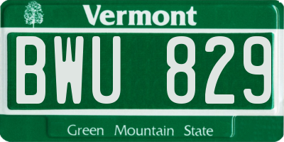 VT license plate BWU829