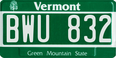 VT license plate BWU832