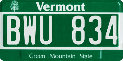 VT license plate BWU834