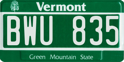 VT license plate BWU835