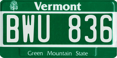 VT license plate BWU836