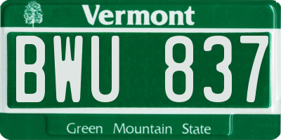 VT license plate BWU837