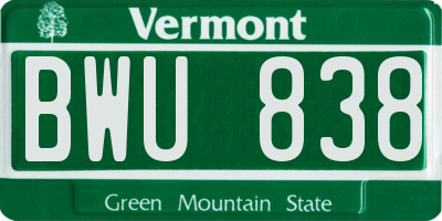 VT license plate BWU838