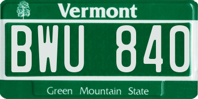 VT license plate BWU840