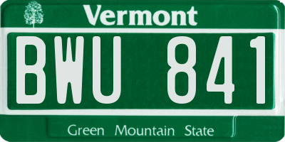VT license plate BWU841