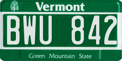 VT license plate BWU842