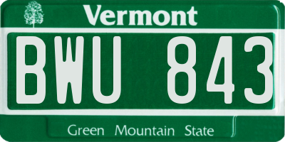 VT license plate BWU843