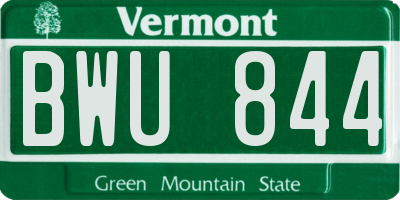 VT license plate BWU844