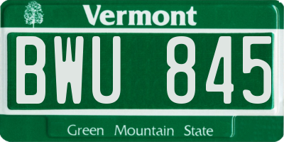 VT license plate BWU845