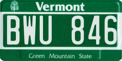 VT license plate BWU846