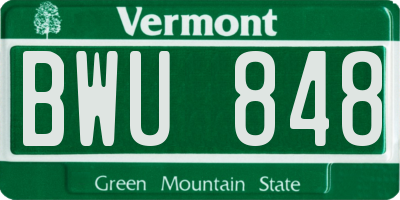 VT license plate BWU848
