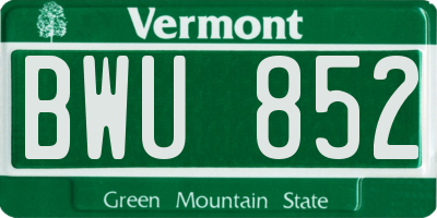 VT license plate BWU852