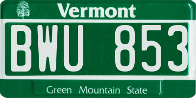 VT license plate BWU853