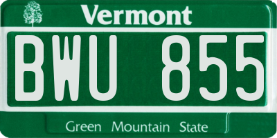 VT license plate BWU855