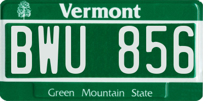 VT license plate BWU856