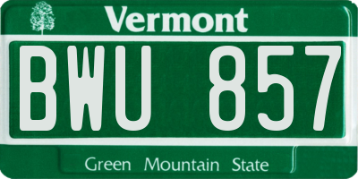 VT license plate BWU857