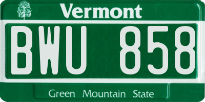 VT license plate BWU858