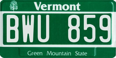 VT license plate BWU859