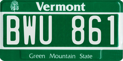 VT license plate BWU861