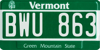 VT license plate BWU863