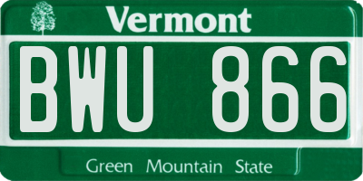 VT license plate BWU866
