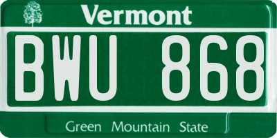 VT license plate BWU868