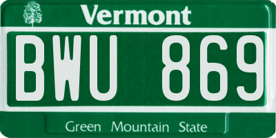 VT license plate BWU869