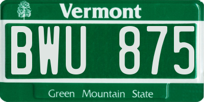 VT license plate BWU875