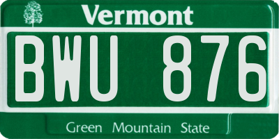 VT license plate BWU876