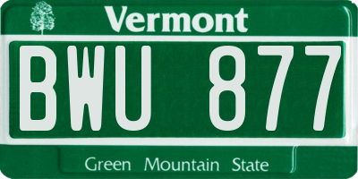 VT license plate BWU877