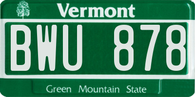 VT license plate BWU878