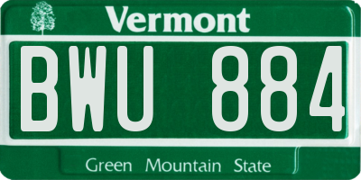 VT license plate BWU884