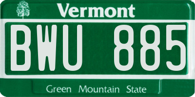 VT license plate BWU885