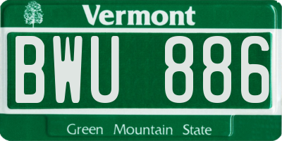 VT license plate BWU886