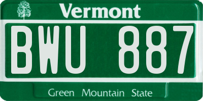 VT license plate BWU887