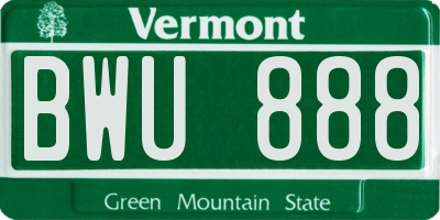 VT license plate BWU888