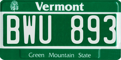 VT license plate BWU893