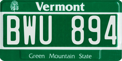 VT license plate BWU894